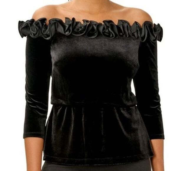 Womens Velvet Blouson Blouse Size 8 - Picture 1 of 3